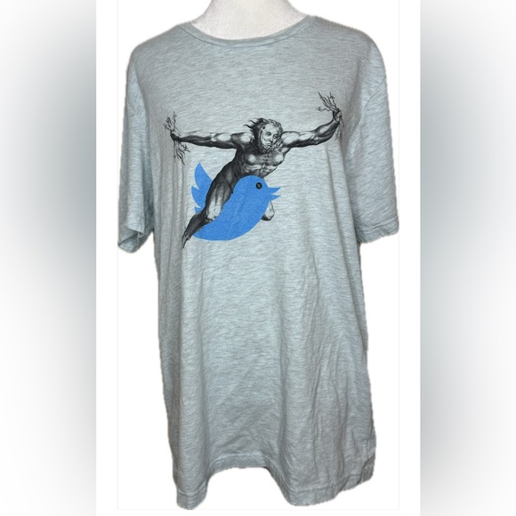 Elon Musk as Zeus Riding a Tweet Mint Green Heathered Unisex Tee-Shirt Large - Picture 2 of 4